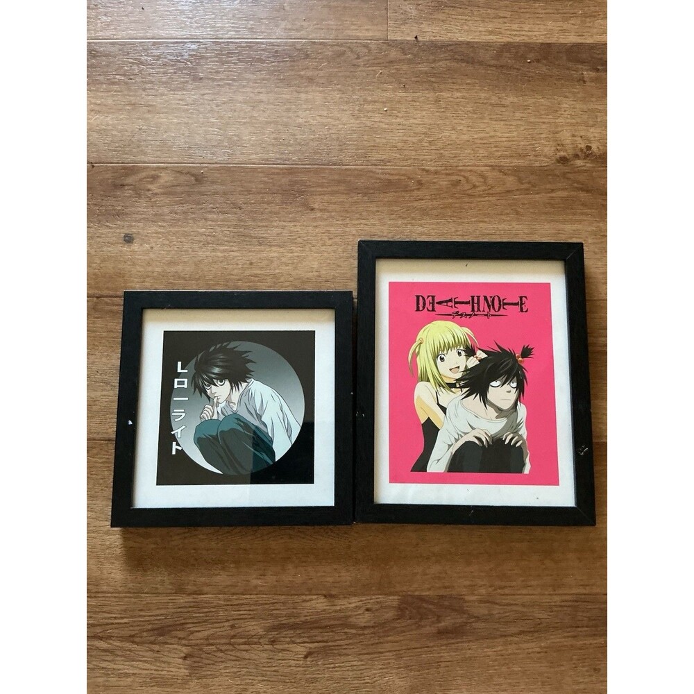Death Note Anime Framed Art Print Lot of 2 L Lawliet Misa Amane Black Frames